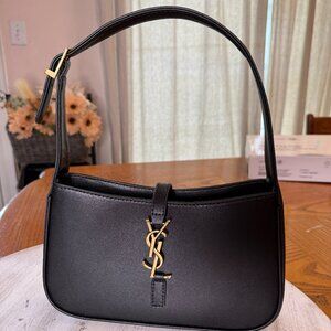 Black Shoulder Bag with Gold Hardware | Designer Inspired